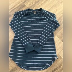 Eddie Bauer Teal and White Striped Long Sleeve Tee